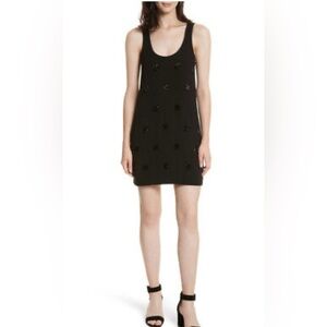 ELIZABETH & JAMES Sz XS Sccop Neck Beaded Clusters Sleeveless Lined Mini Dress